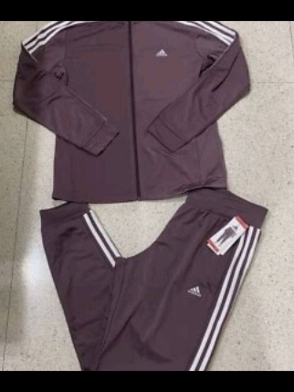 Adidas Mauve Track Jacket & Pants Set with White Stripes